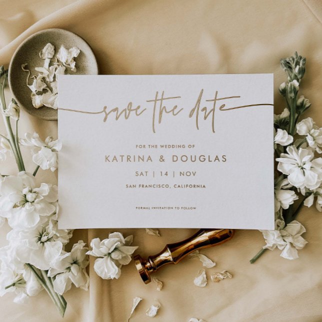 Gold Foil Save The Date Wedding Announcement Card (Creator Uploaded)