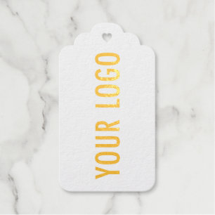 Gold Foil Scalloped Hang Tags Custom Company Logo