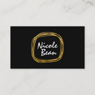 Gold Foil Scribble Circle Modern Business Card