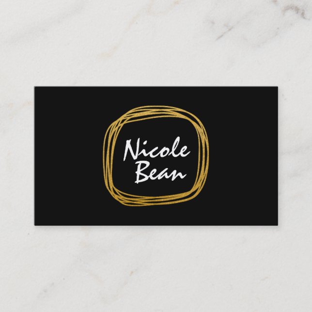 Gold Foil Scribble Circle Modern Business Card (Front)