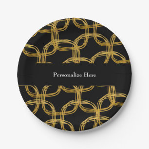 Gold Foil Scribble Circle Modern Party Plates