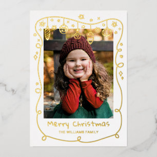 Gold Foil Scribbled Baubles Photos Merry Christmas