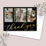 Gold Foil Script 3-Photo Wedding Thank You Card<br><div class="desc">This design features beautiful script text and 3 photos of the newlyweds. Click the customize button for more flexibility in modifying the text/photo! Variations of this design, additional colors, as well as coordinating products are available in our shop, zazzle.com/store/doodlelulu. Contact us if you need this design applied to a specific...</div>