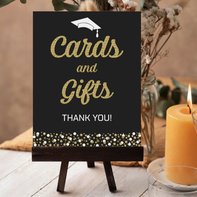 Gold Foil Script Confetti Cards & Gifts Grad Sign (Creator Uploaded)