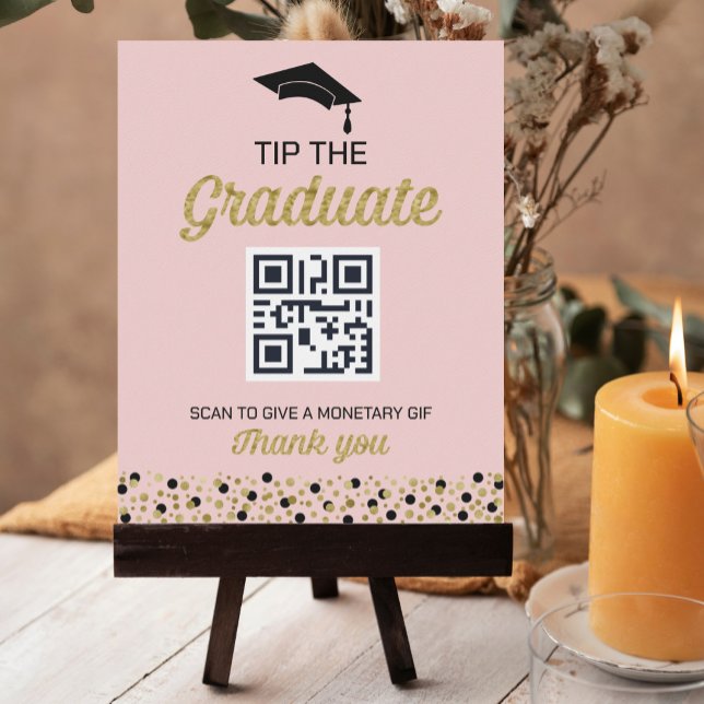 Gold Foil Script Confetti Tip The Graduate Sign (Creator Uploaded)