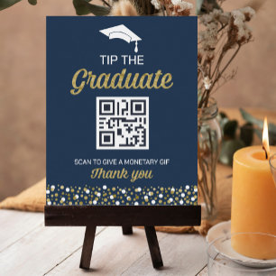 Gold Foil Script Confetti Tip The Graduate Sign
