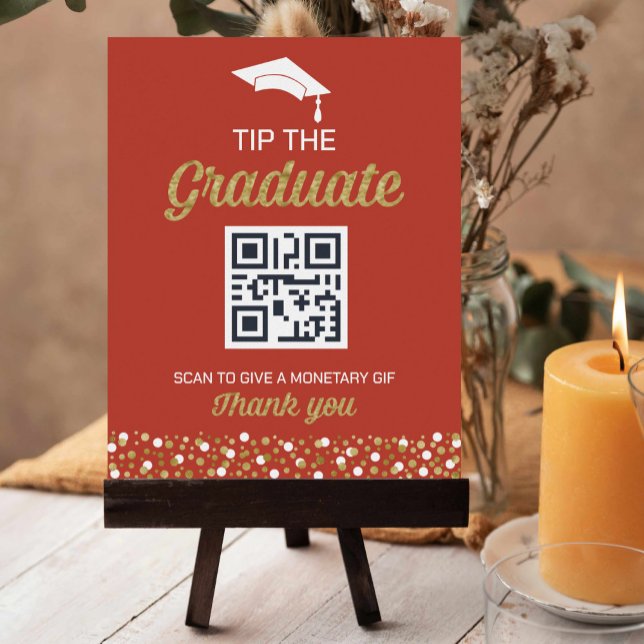 Gold Foil Script Confetti Tip The Graduate Sign (Creator Uploaded)