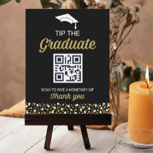 Gold Foil Script Confetti Tip The Graduate Sign