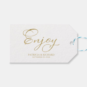 Gold Foil Script Enjoy Wedding Favour Tags
