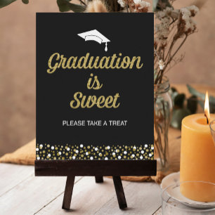 Gold Foil Script Graduation is Sweet Grad Sign