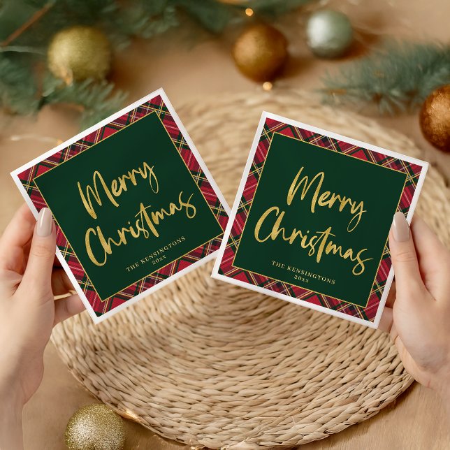 Gold Foil Script Merry Christmas Holiday Party Napkin (Gold Foil Script Merry Christmas Holiday Party Napkins)