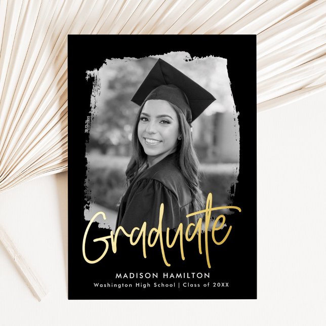 Gold Foil Script Photo Graduation Announcement (Creator Uploaded)