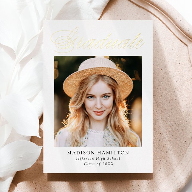 Gold Foil Script Photo Graduation Announcement (Creator Uploaded)