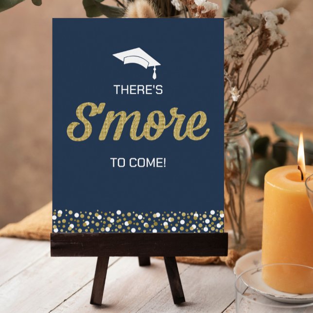 Gold Foil Script S’more Confetti Blue Grad Sign (Creator Uploaded)