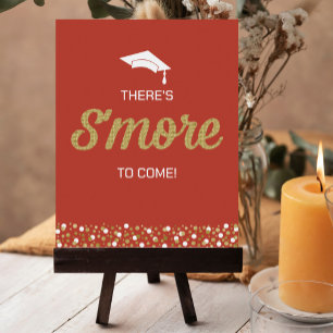Gold Foil Script S’more Confetti Red Grad Sign