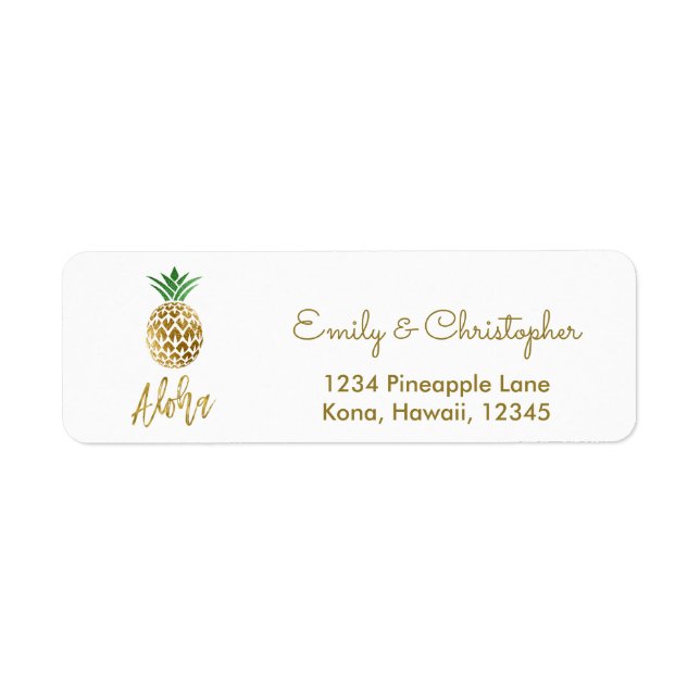 Gold Foil Script Wedding Aloha Pineapple (Front)