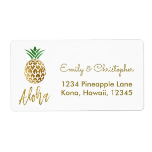 Gold Foil Script Wedding Aloha Pineapple