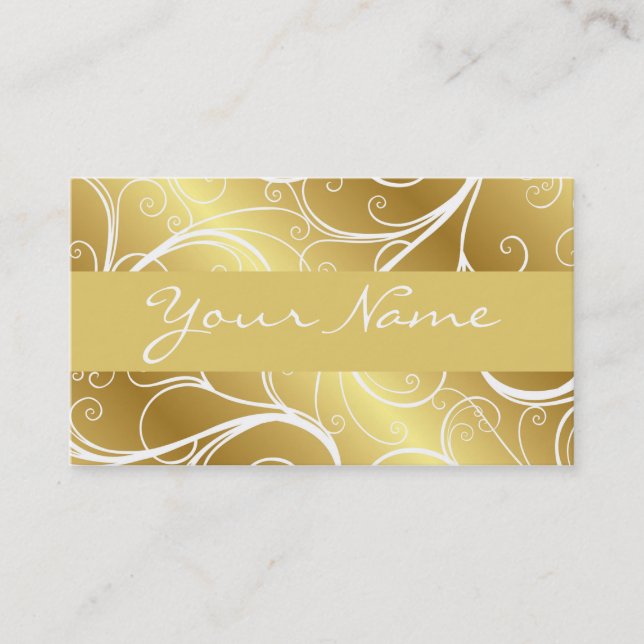 Gold Foil Scroll Elegant Business Card (Front)