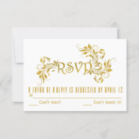 Gold foil scroll leaf floral wedding RSVP response