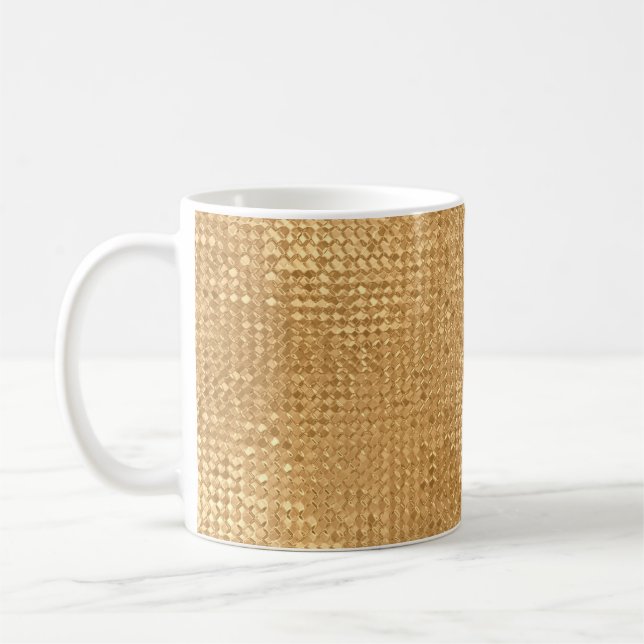 Gold foil seamless pattern, golden glitter texture coffee mug (Left)
