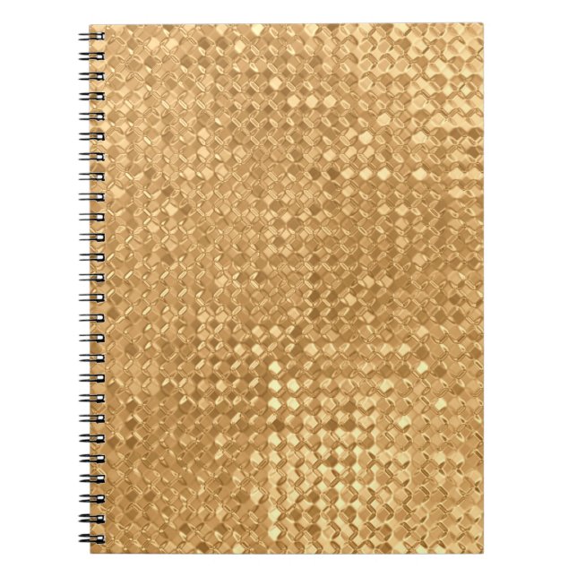 Gold foil seamless pattern, golden glitter texture notebook (Front)
