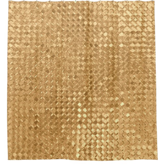 Gold foil seamless pattern, golden glitter texture shower curtain (Front)