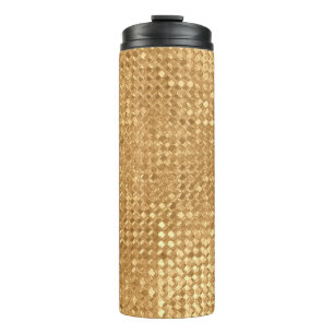 Gold foil seamless pattern, golden glitter texture thermal tumbler