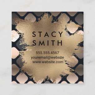 Gold Foil Sequin Metallic Pattern Square Business Card