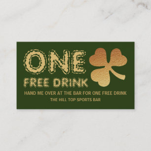 Gold Foil Shamrock, St Patrick's Day Drinks Ticket
