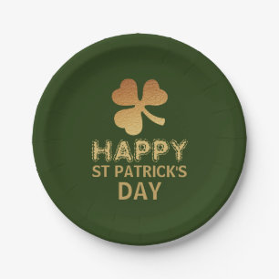 Gold Foil Shamrock, St Patrick's Day Party Paper Plate