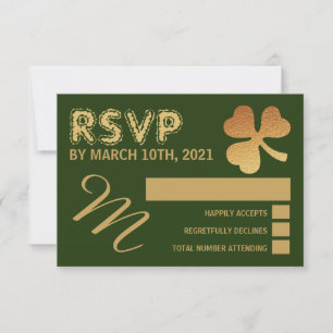 Gold Foil Shamrock, St Patrick's Day Party RSVP