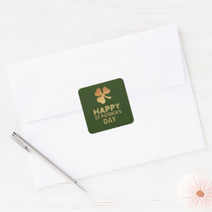 Gold Foil Shamrock, St Patrick's Day Square Sticker