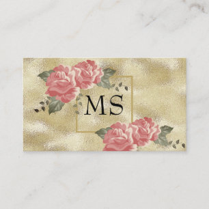 Gold Foil Shimmer Elegant Flowers Business Card