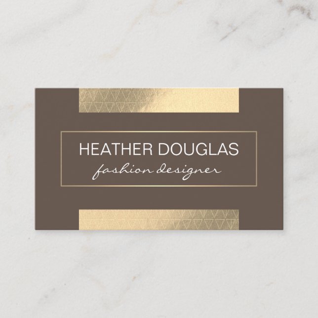 Gold Foil Shine | Triangle Pattern Designer Business Card (Front)