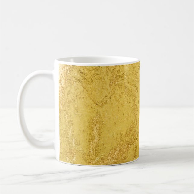Gold Foil: Shiny Abstract Texture Coffee Mug (Left)