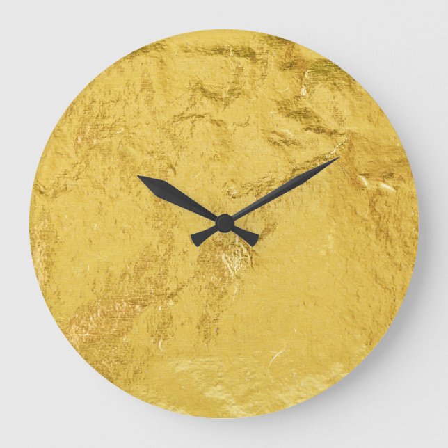 Gold Foil: Shiny Abstract Texture Large Clock (Front)