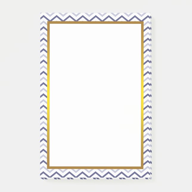 Gold Foil Silver Grey Chevron Zigzag Pattern Post-it Notes (Front)