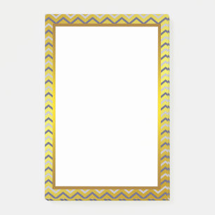 Gold Foil Silver Grey Chevron Zigzag Pattern Post-it Notes