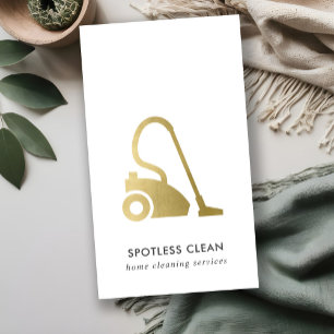GOLD FOIL SIMPLE VACUUM CLEANER CLEANING SERVICE BUSINESS CARD