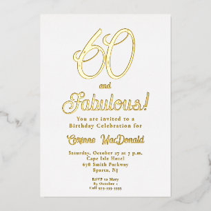 Gold Foil Sixty and Fabulous 60th Birthday Party