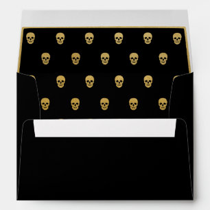 Gold Foil Skull. All Black Envelopes