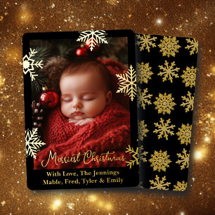 Gold Foil Snowflakes and Family Photo Personalised
