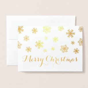 Gold Foil Snowflakes Merry Christmas Card