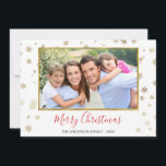 Gold Foil Snowflakes Merry Christmas Photo Card<br><div class="desc">Faux Gold Foil Snowflakes Merry Christmas - Holiday Photo Card. The picture,  date and family name can be replaced on this simple and elegant Christmas Photo Card.</div>
