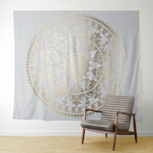 Gold Foil Solar Mandala Wall Tapestry Custom Colou