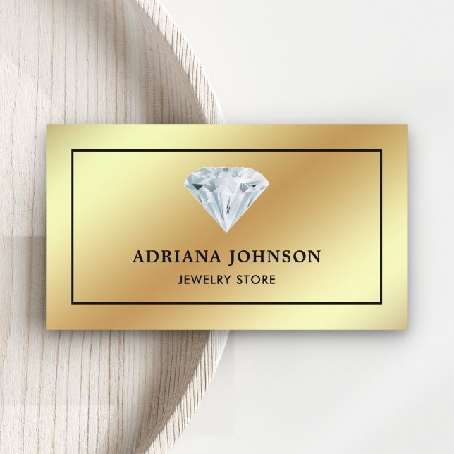 Gold Foil Solitaire Diamond Jewellery Store Jewell Business Card (Creator Uploaded)