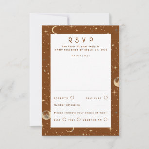 Gold Foil Stars Celestial Wedding RSVP Card