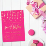 Gold Foil Stars Hot pink Sweet Sixteen<br><div class="desc">Hot pink and gold sweet sixteen invitation with a swirly script and gold stars. Hot pink sweet 16 invitation with gold foil.</div>