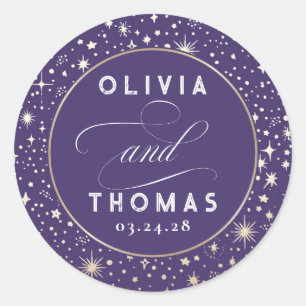 Gold Foil Stars Mystical Celestial Wedding Classic Round Sticker
