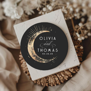 Gold Foil Stars Mystical Celestial Wedding Classic Round Sticker